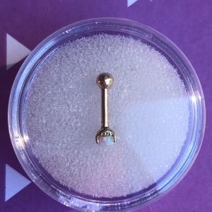 14k Solid yellow gold opal barbell
